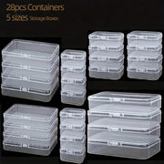 28 Pack Clear Plastic Storage Containers with Lids for Organizing Beads Crafts and Small Items