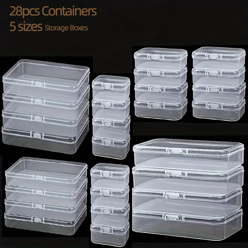 28 Pack Clear Plastic Storage Containers with Lids for Organizing Beads Crafts and Small Items