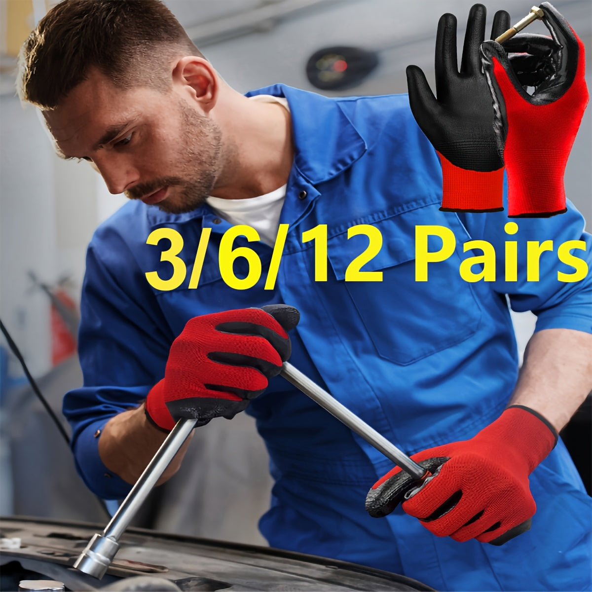 Unisex Breathable Gardening Gloves 3/6/12 Pairs Abrasion-Resistant