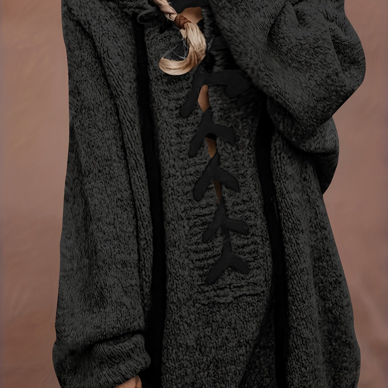 Women's Solid Color Drawstring Hooded Sweater Long Sleeve Casual Fall Winter