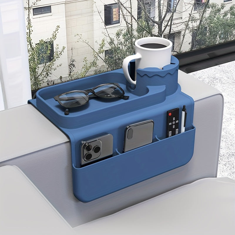 Foldable Sofa Armrest Organizer Tray for Coffee, Remote, Tablet Storage