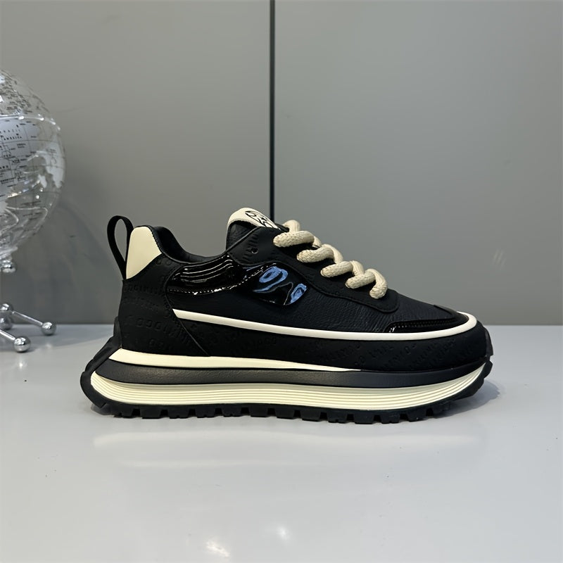 Unisex preppy krossovkalar qalin taglik, shoelace dizayni va mustahkam materiallar bilan.