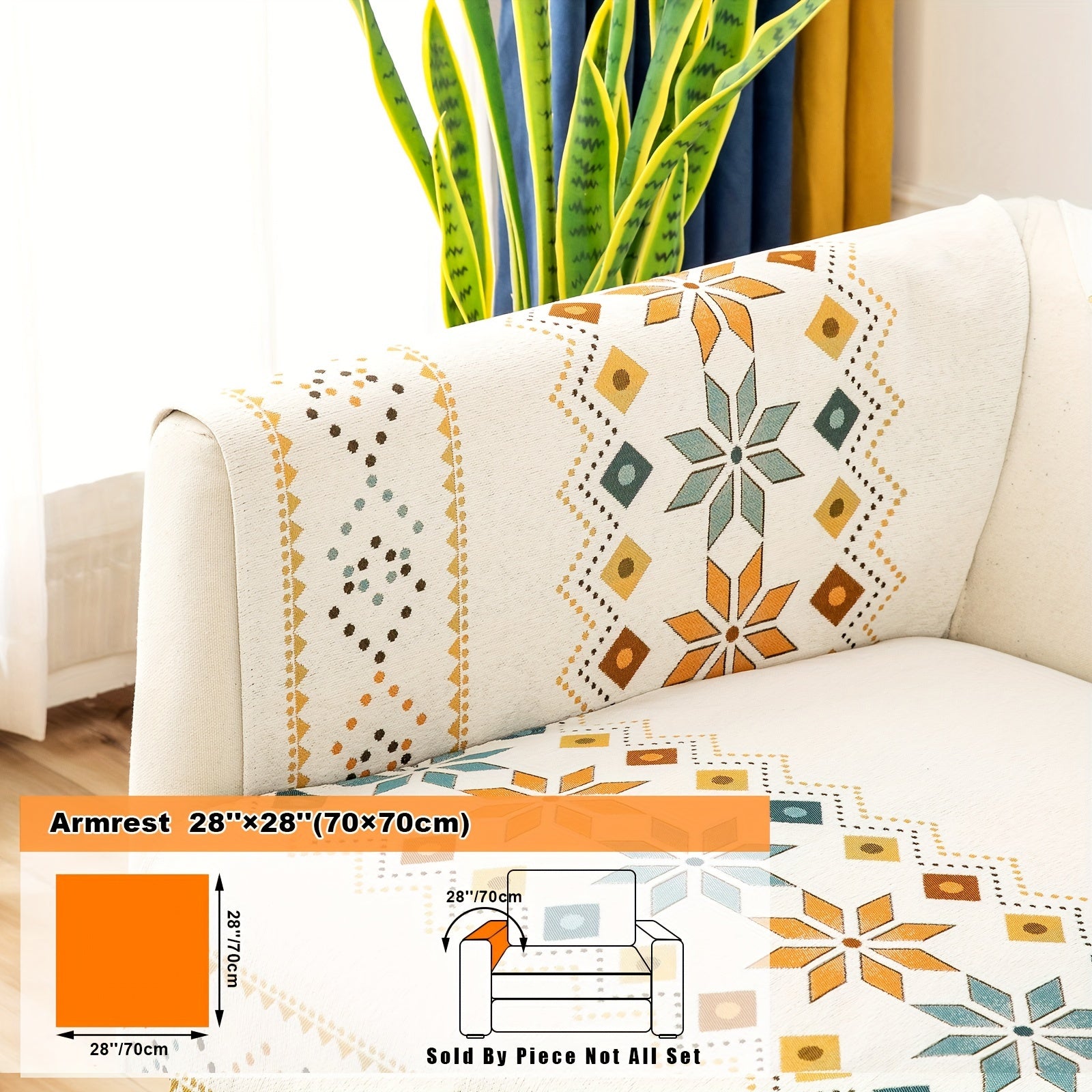 Bohemian Embroidered Sofa Slipcover with Pillowcase and Cushion Covers for Living Room and Bedroom