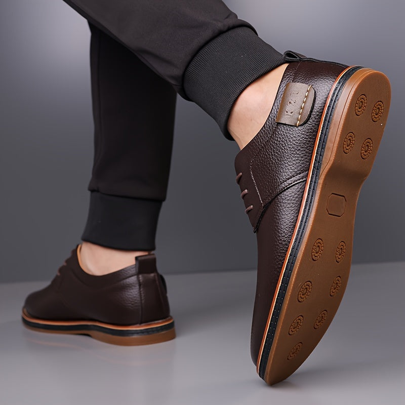 Zapatos casuales de negocios para hombre, de caña baja, con cordones, de color sólido, PU, para todas las estaciones
