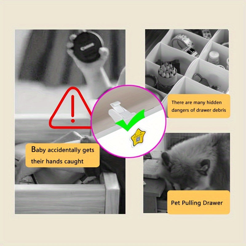 Magnetic Cabinet Locks with Adhesive, Keychain, Easy Installation, Secure Drawers and Cabinets