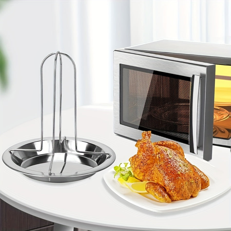 Stainless Steel Roasting Stand with Drip Pan for BBQ and Oven, Foldable and Non-Stick