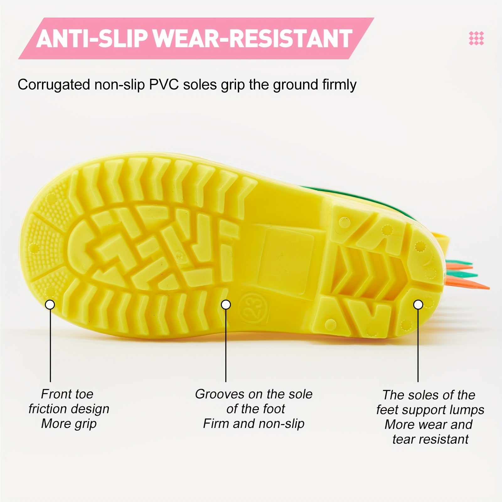 Kids' Dinosaur Rain Boots Waterproof Non-Slip Short Boots for Ages 2-8