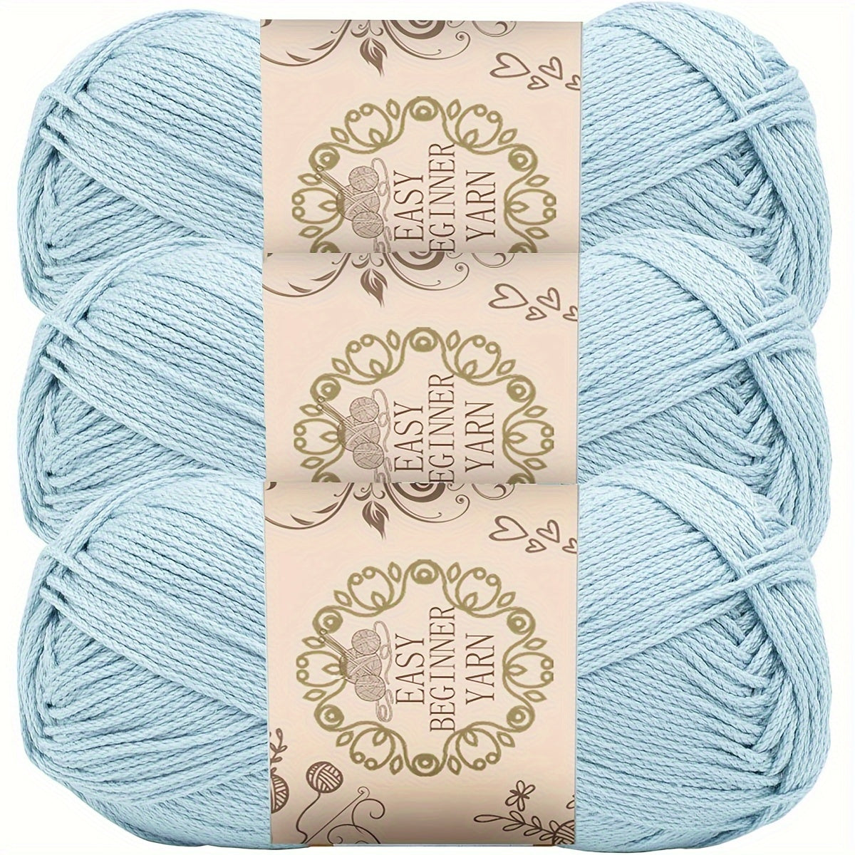 3-Piece Soft Acrylic Yarn for Crochet and Knitting 50g Hand-Dyed 4-Ply