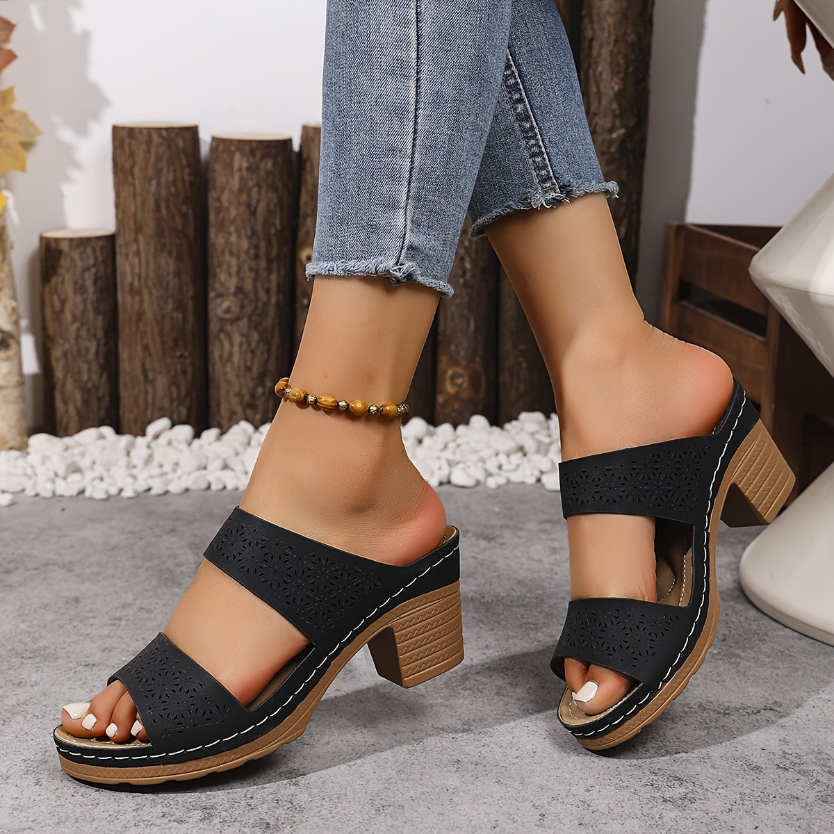 Ayollar uchun kengaytirilgan sandallar, sun'iy charm, ochiq barmoqli, platformali, plyaj uchun kundalik kiyim