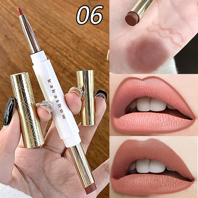 Mujeres lápiz labial de doble extremo de larga duración y antiadherente, resistente al agua