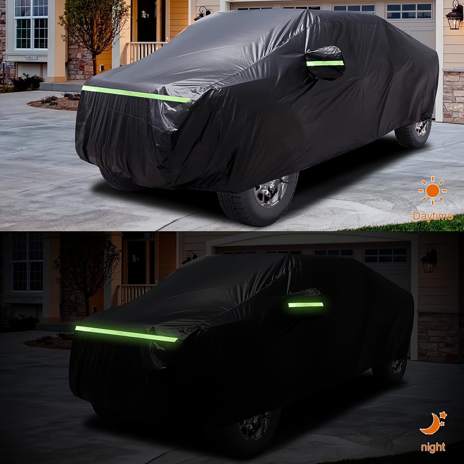 Full Car Cover for Pickup Truck Oxford Cloth Black Windproof Dust Snow Resistant