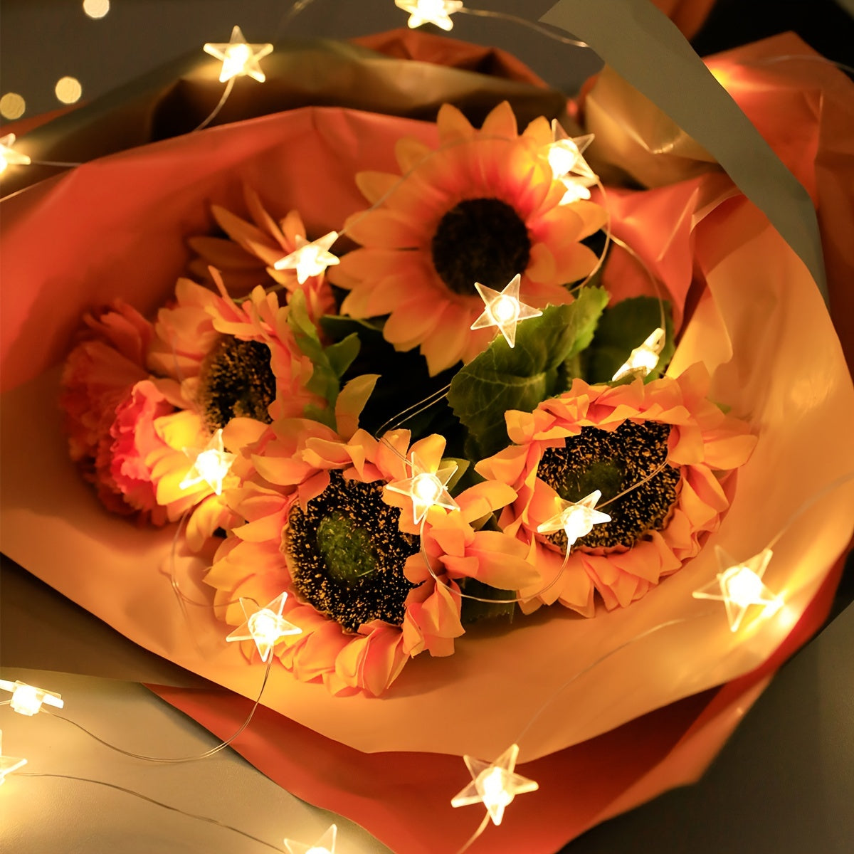 Star-Shaped LED Fairy Lights Copper Wire Battery Operated 1m 2m 3m