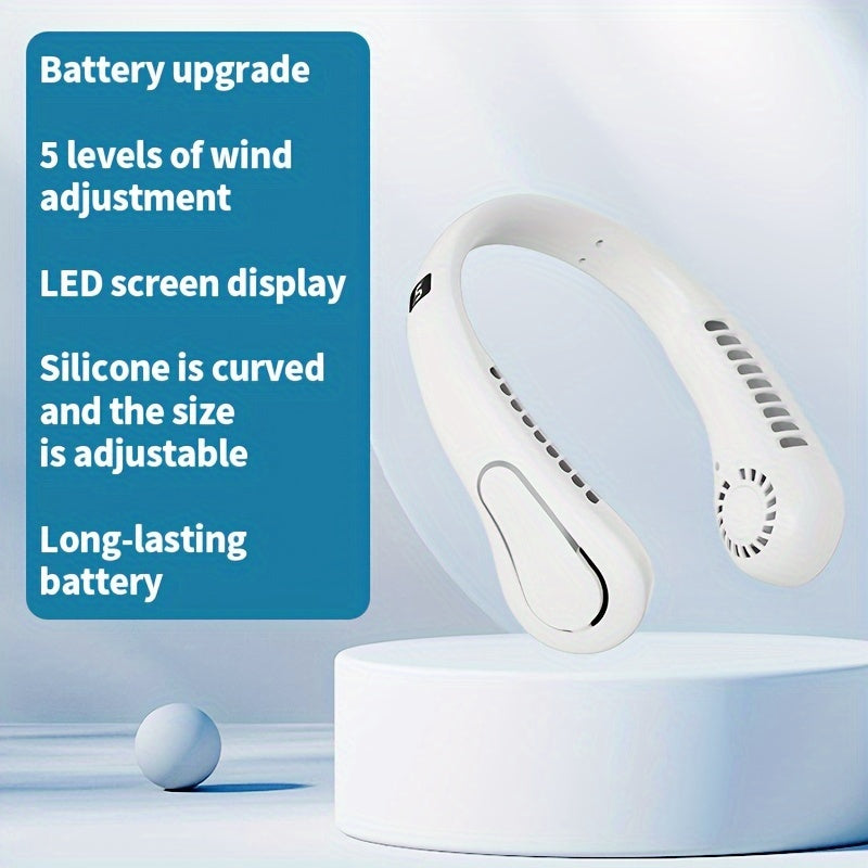 Portable Neck Fan USB Rechargeable 5 Speeds High-Velocity Cooling Silent Operation Travel Camping Gift