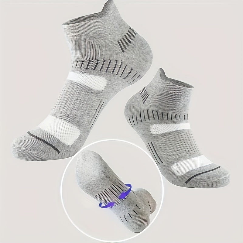 Men's Breathable Striped Ankle Socks 5 Pairs Fall Casual Hosiery