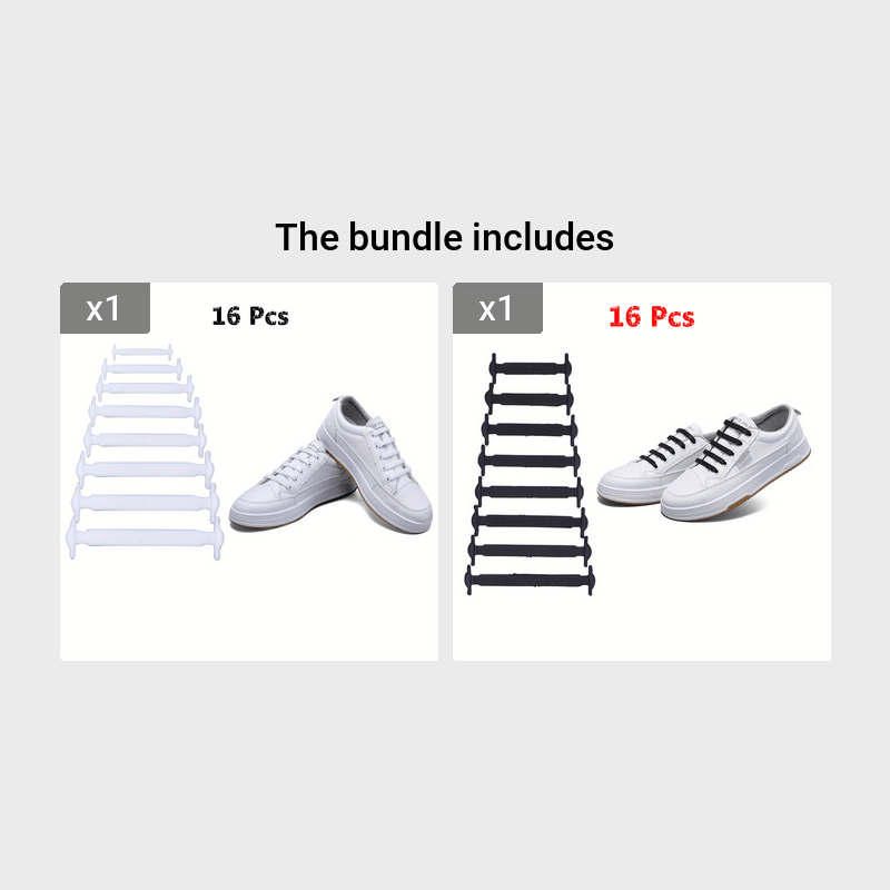 16pcs Unisex Flat Elastic Shoelaces Casual Sneakers Easy Adjustable