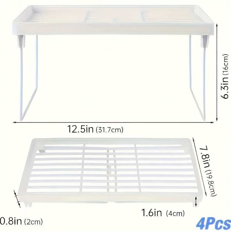 Stackable Kitchen Storage Racks Set of 4, Foldable, Rust-Resistant, Expandable Organizer