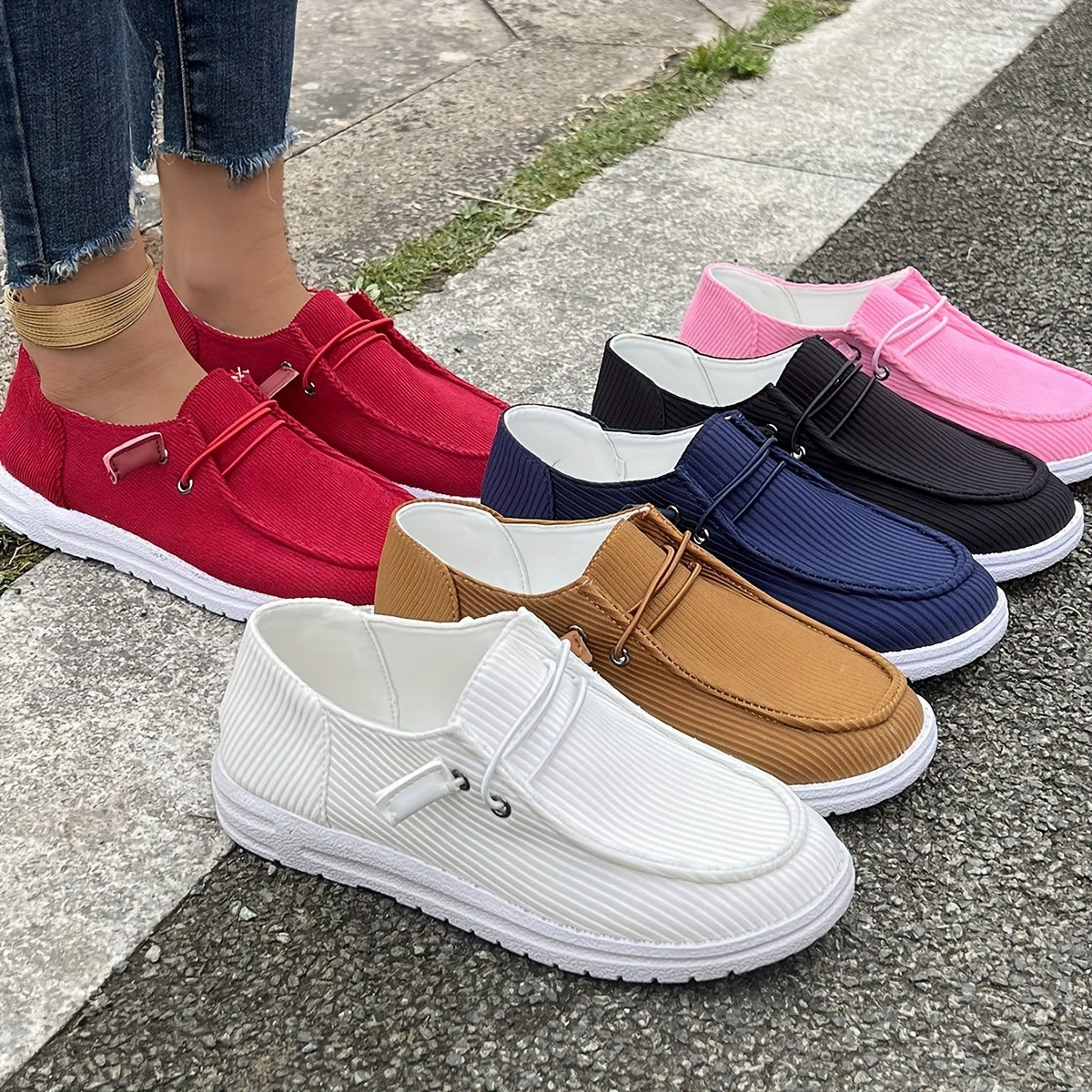 Women's Casual Striped Skate Shoes Non-Slip Durable Low-Top Sneakers