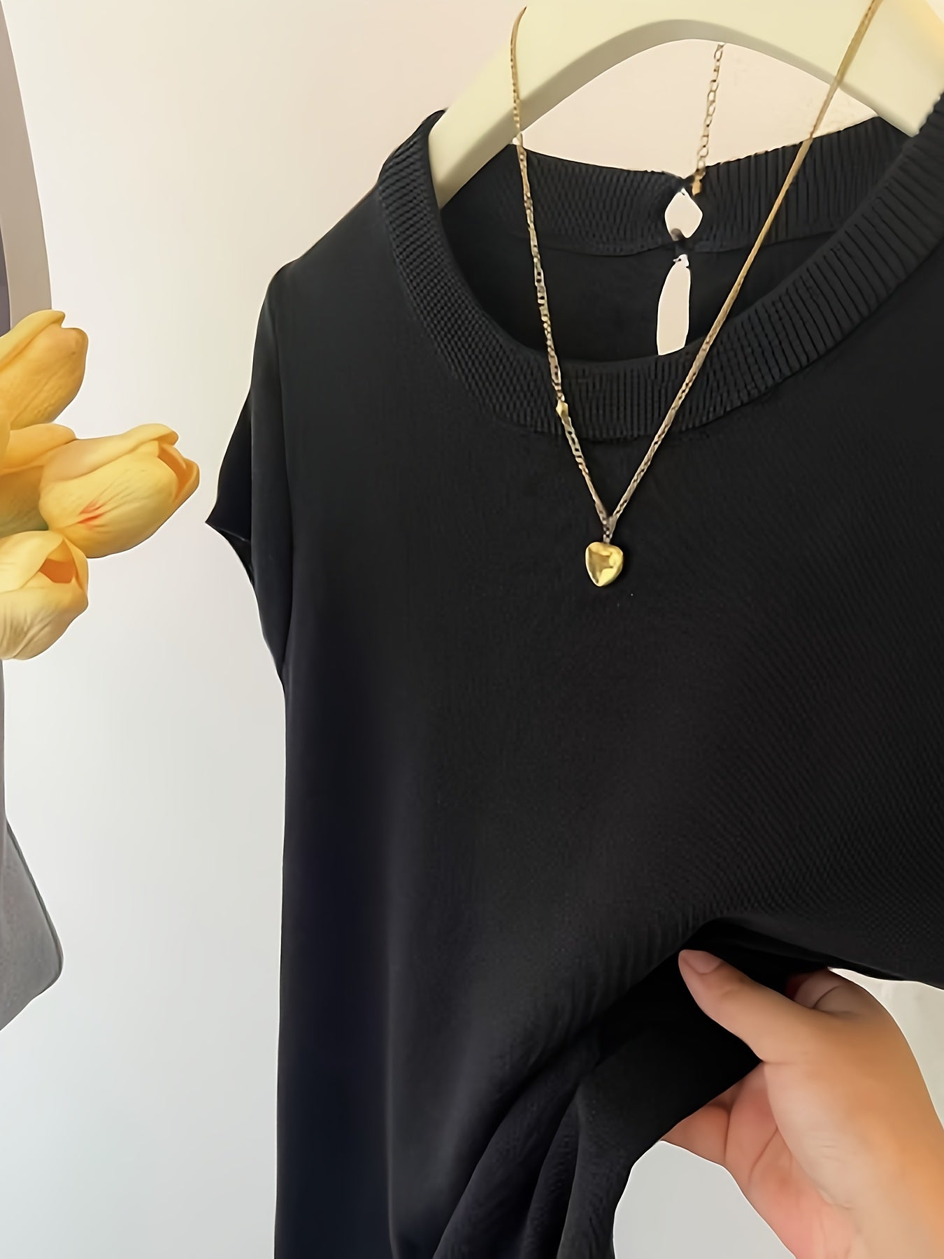 Туника для женщин больших размеров с французским вырезом на спине, эластичная повседневная блузка, летняя