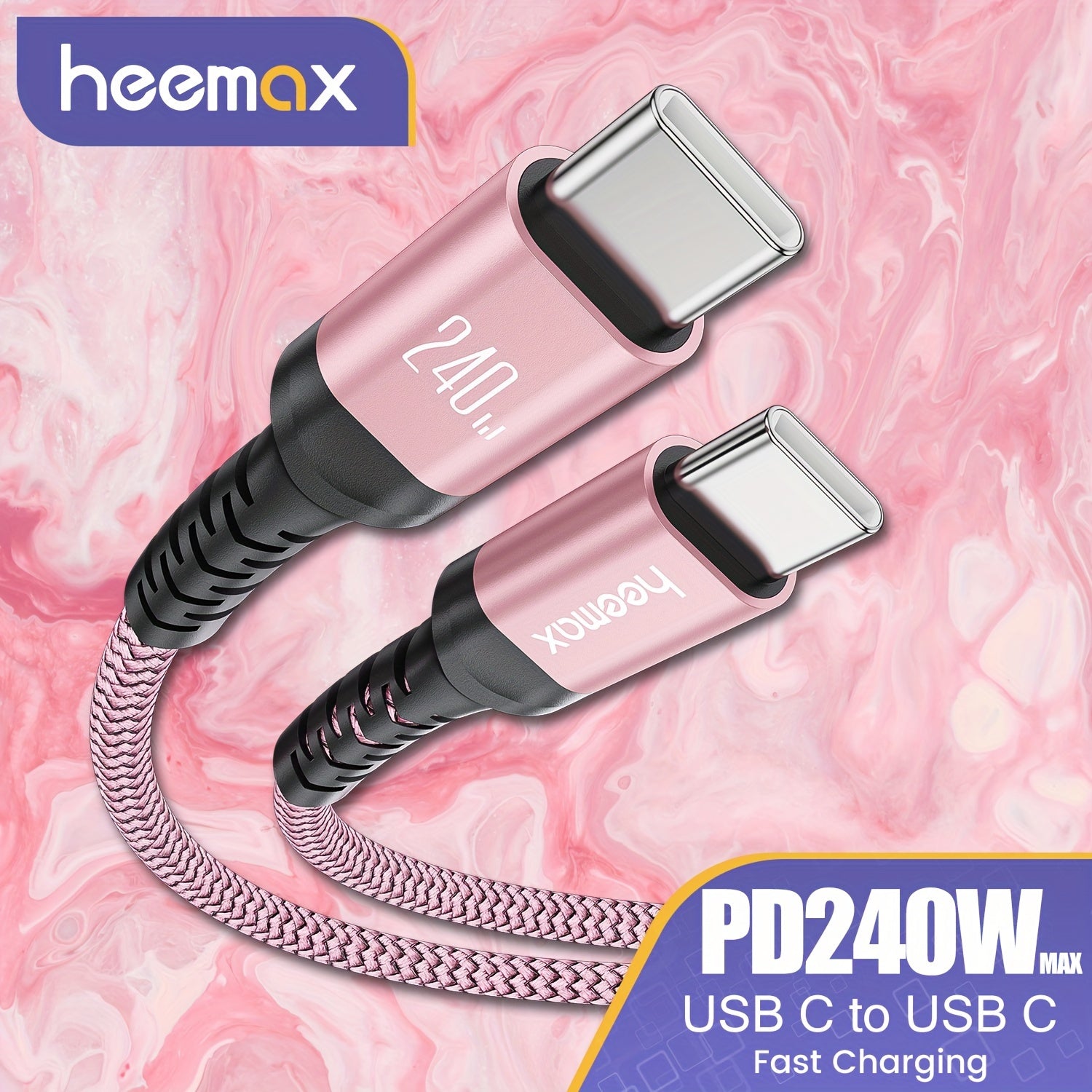 240W Nylon Flat USB-C to USB-C Fast Charging Cable with Matte Finish for iPhone Samsung Xiaomi OnePlus Pixel