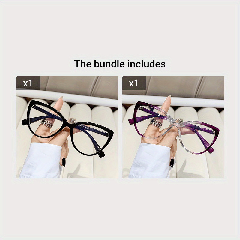 Large Cat Eye Glasses Women Retro Gradient Clear Lens Computer Spectacles