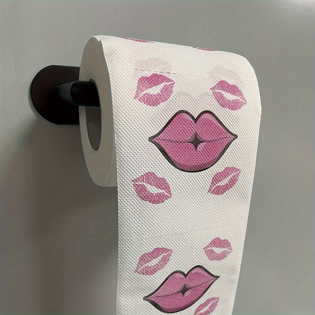 Red Lips Pattern Toilet Paper 1 Roll 3-Ply Bleach-Free Wood Pulp