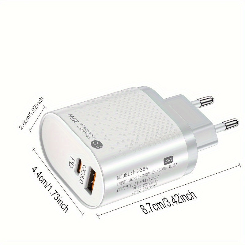 Universal USB-C Fast Wall Charger Dual Port Power Adapter White Black