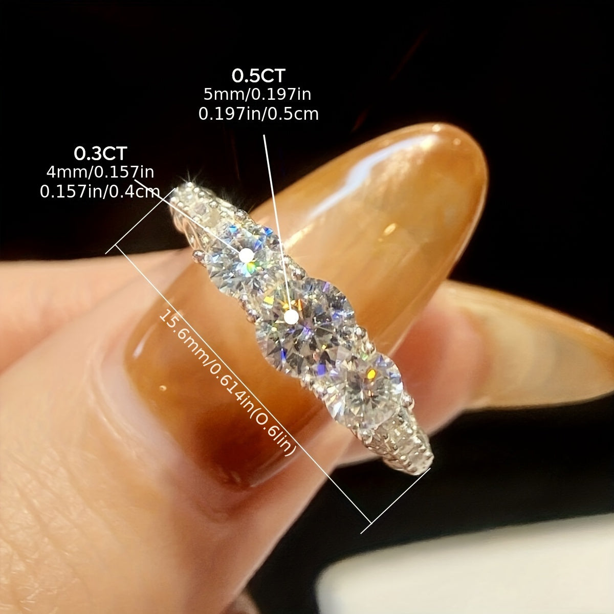 Sterling Silver Moissanite Engagement Ring for Women Wedding Anniversary Jewelry