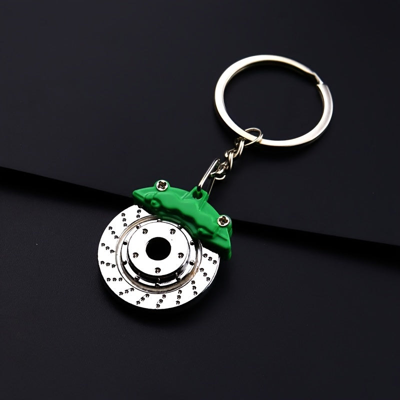 Rotating Zinc Alloy Brake Disc Keychain Car Accessory for Keys and Bags