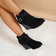 Women's High Heel Ankle Boots Leather Short Shoes