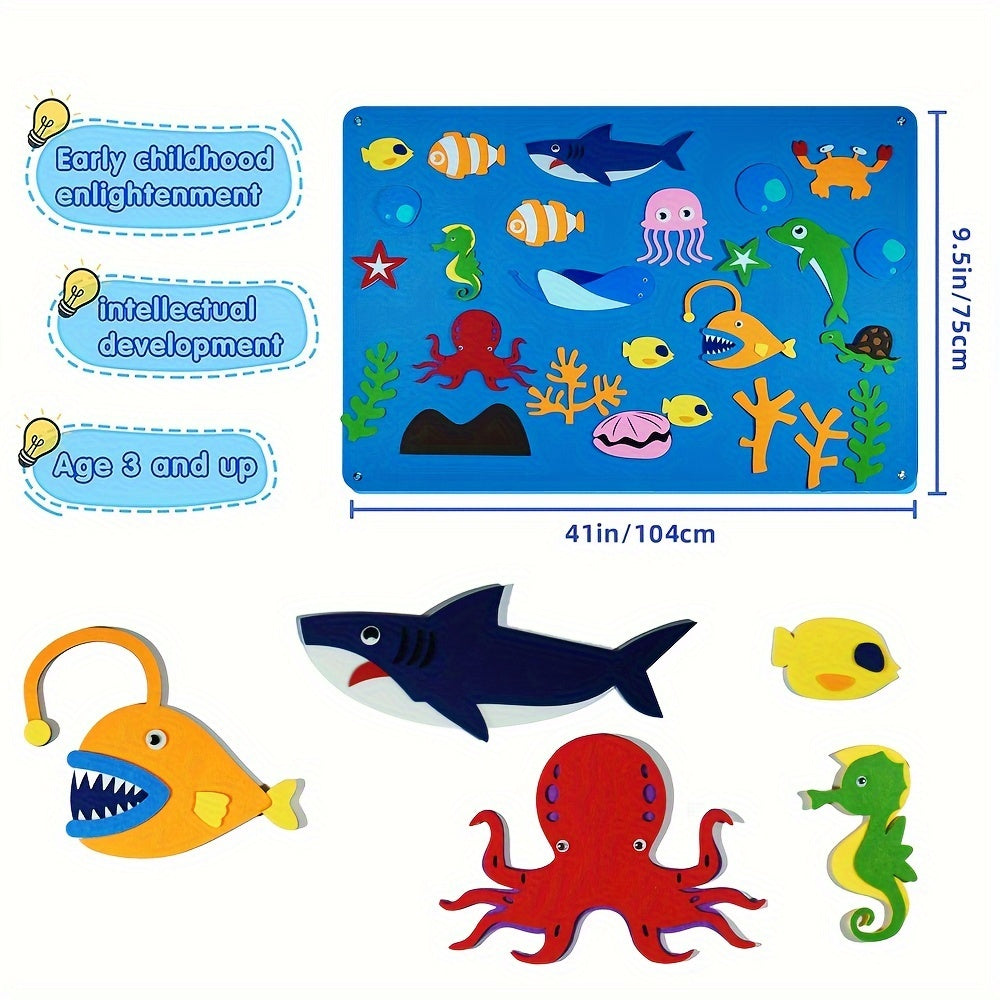 Ocean Animals Felt Board Set for Kids Ages 3 Plus Underwater Storytelling Flannel Toy Reusable Wall Hanging