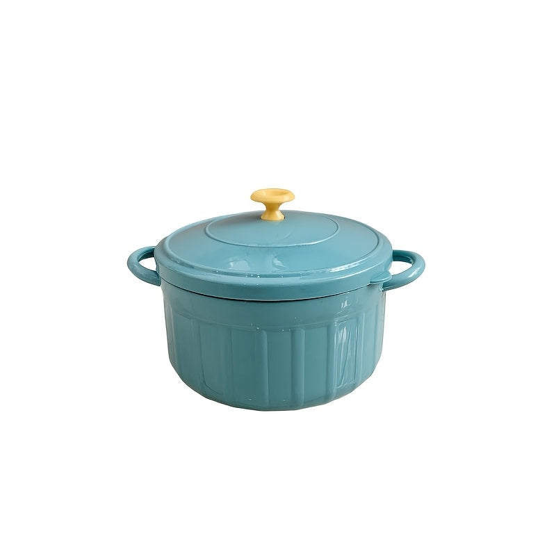 Stainless Steel Soup Bowl with Lid Microwave Safe Double Ear Candy Colors 850ml