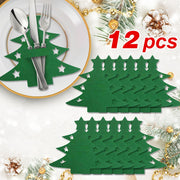 12-Piece Christmas Tree Cutlery Set with Classic Holiday Design for Dining and Party