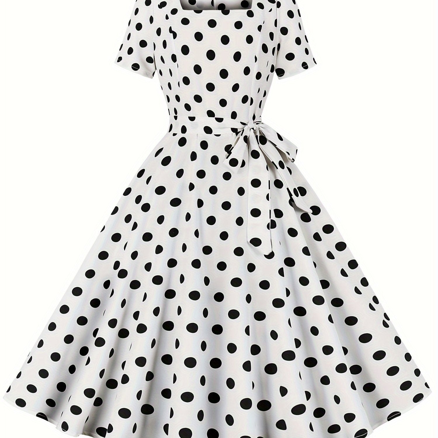 Polka Dot A Line Vintage Kiyim, Qisqa Yengli Ayollar Uchun Bayram Kiyimi