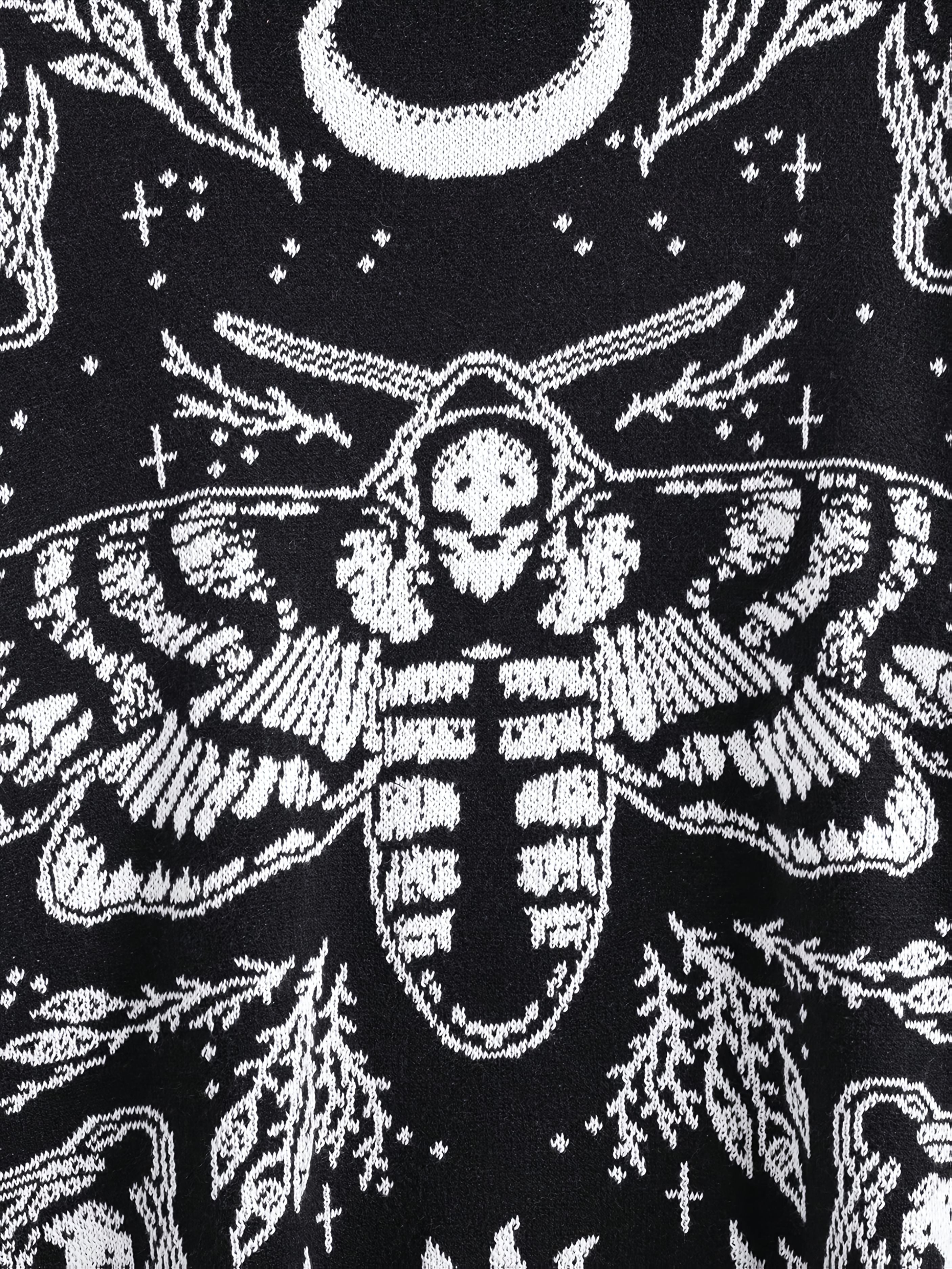 Women's Plus Size Gothic Boho Sweater Long Sleeve Black and White Fall Winter Tops