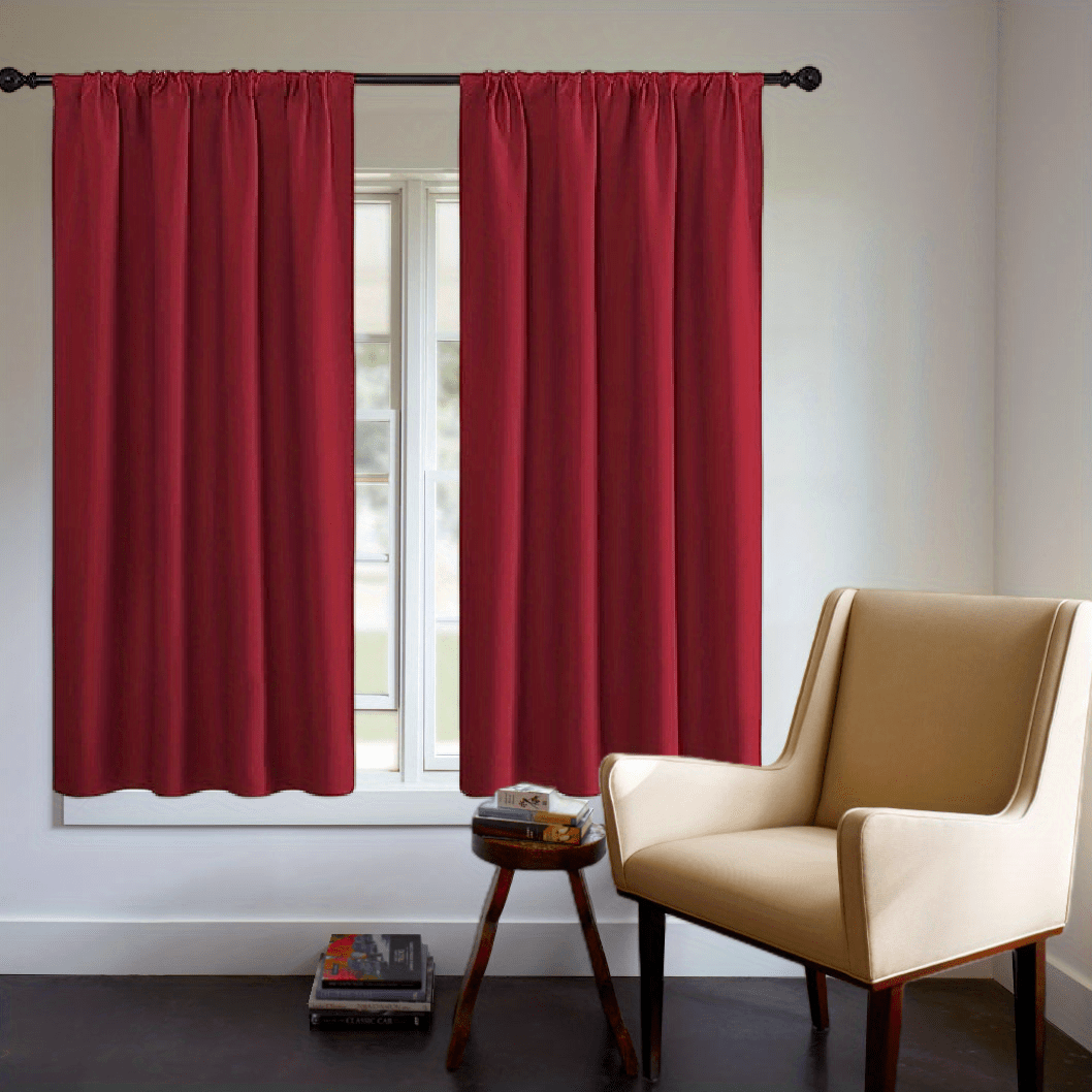 Blackout Curtain Panel Thick Rod Pocket Light Blocking Insulation Bedroom 200g