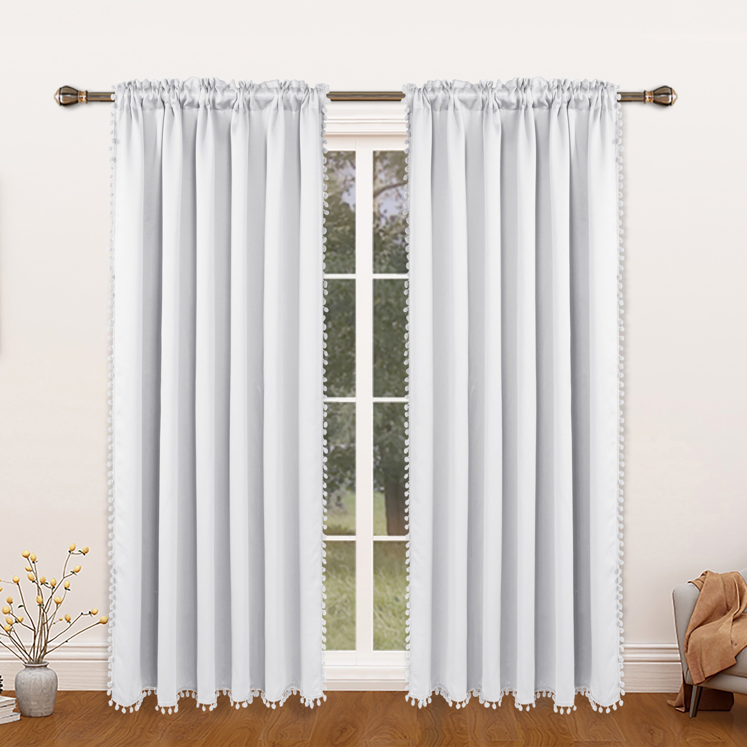 Thermal Insulated Blackout Curtain Panel for Living Room and Kitchen, Rod Pocket Design