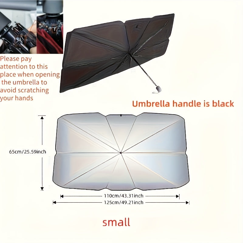 Car Sunshade Foldable UV Protection Windshield Parasol Black