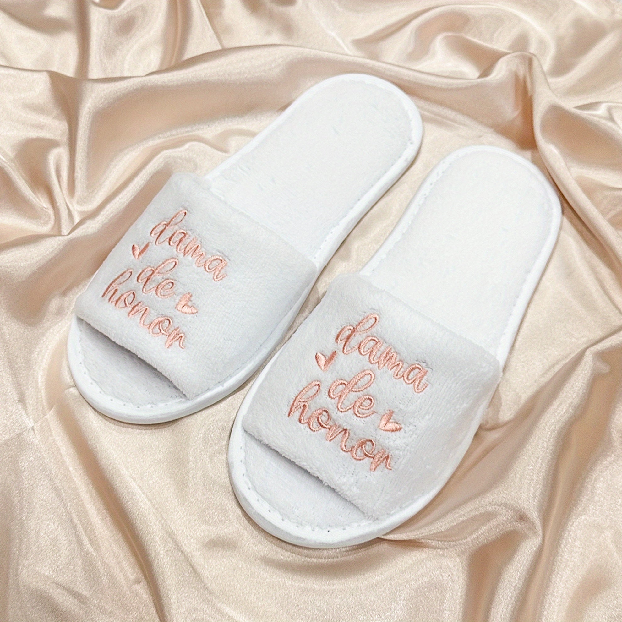 Women's Embroidered Slip-On Slippers EVA Sole Indoor Outdoor Wedding Bridesmaid