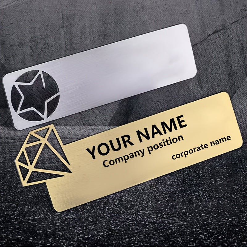 Shaxsiylashtirilgan bo'sh belgi brosh uchun ish ID, logotip va ismni o'yib yozish bilan