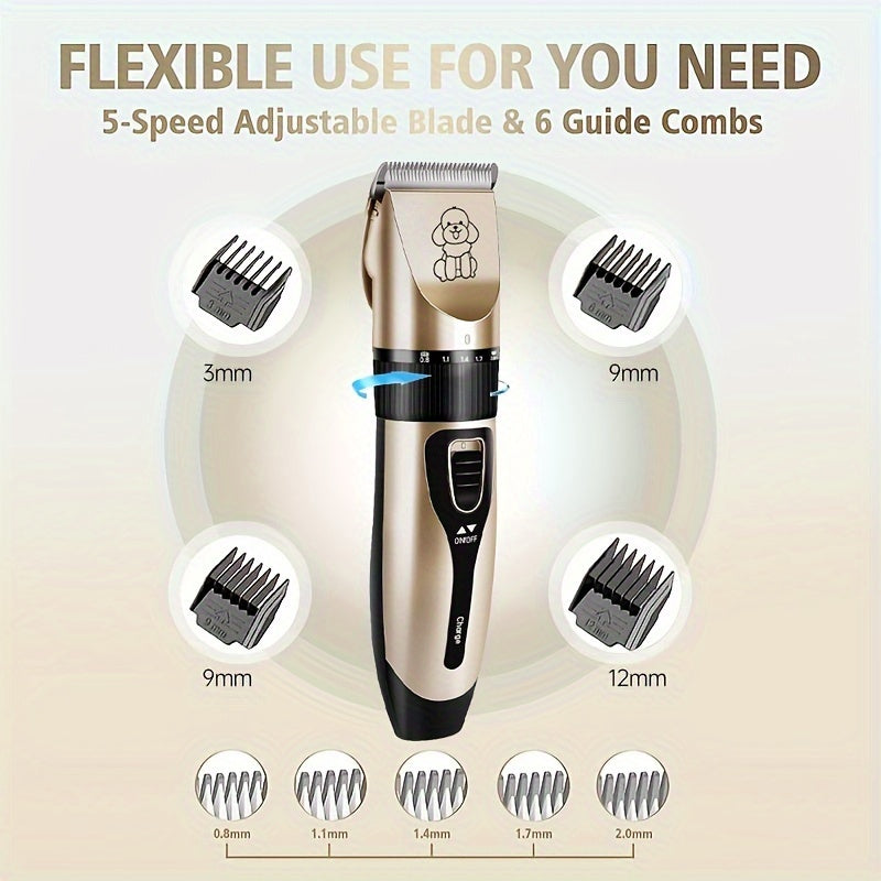 Electric Pet Grooming Clippers USB Rechargeable with Ceramic Blades for Cats and Dogs