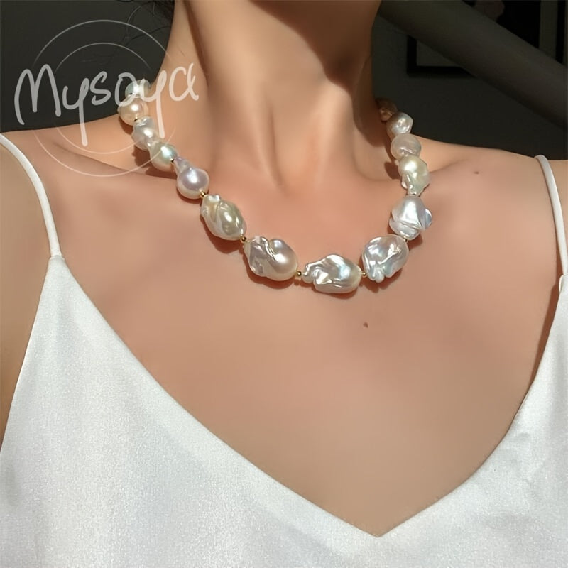 Baroque Freshwater Pearl Necklace for Women 14-23mm Handmade Boho Jewelry