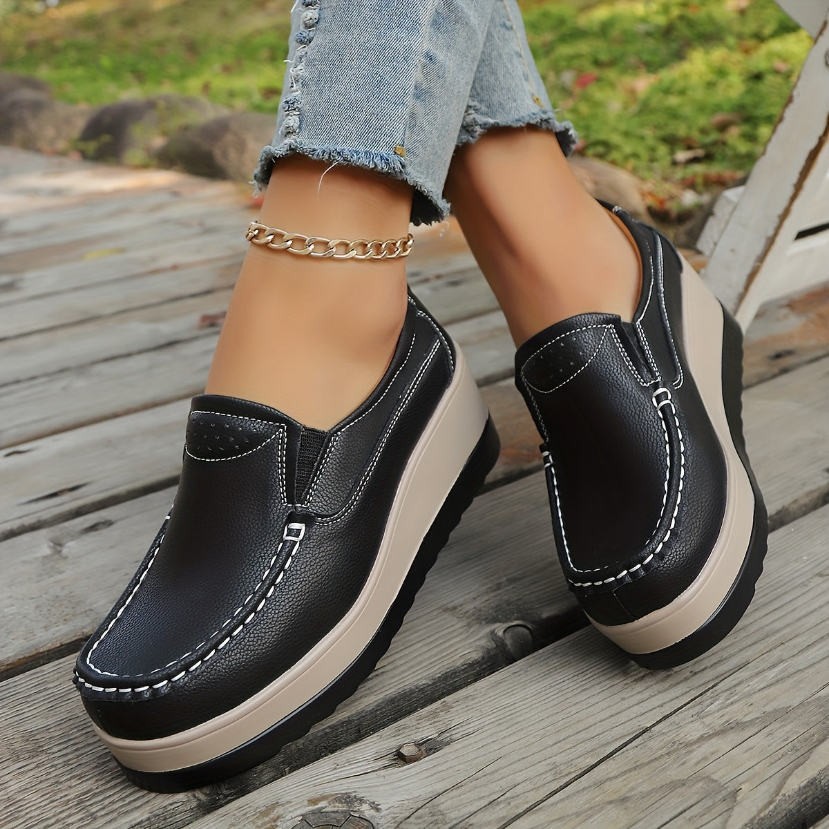 Women's Casual Lightweight Shoes with Thick Sole and High Heel