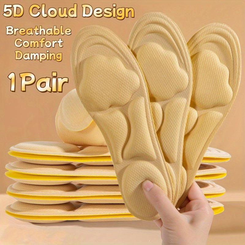 Unisex 5D Cloud Design Running Insoles Breathable Shock-Absorbing Cushions