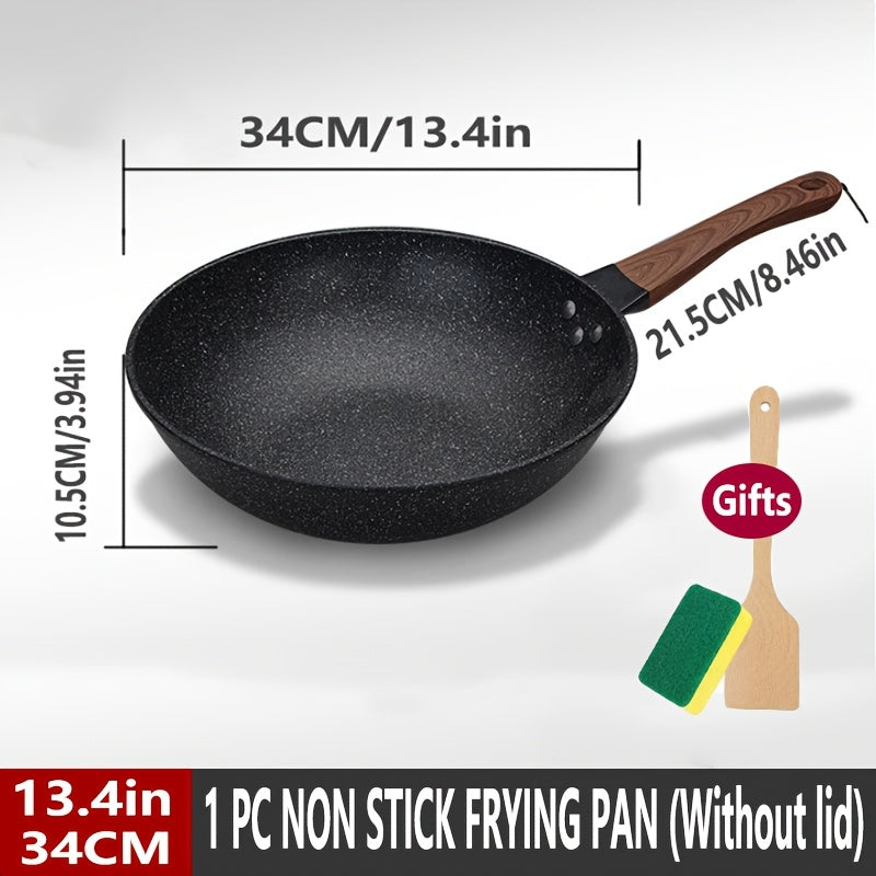 Green Cast Iron Non-Stick Frying Pan 1-Piece Smokeless Induction Gas Compatible