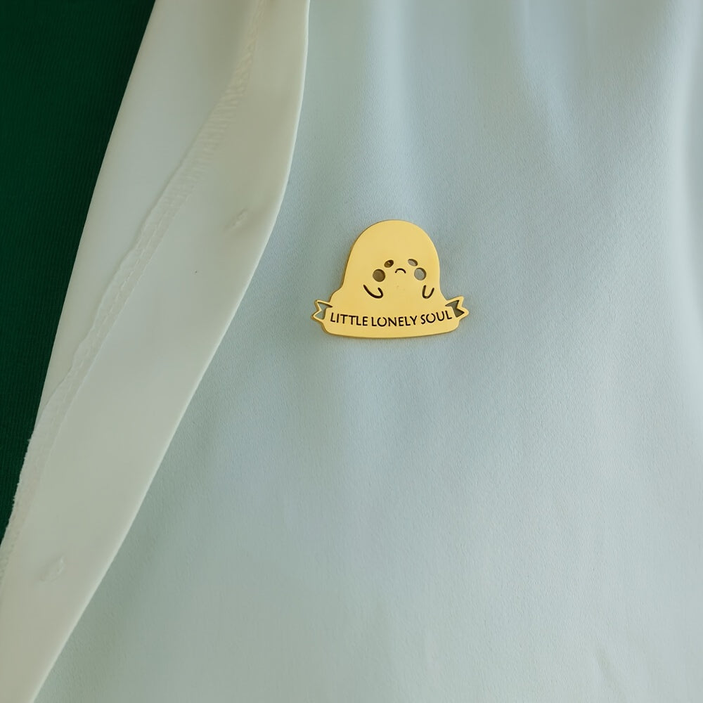 Stainless Steel Ghost Lapel Pin Halloween Edition Minimalist Cute Women Accessory
