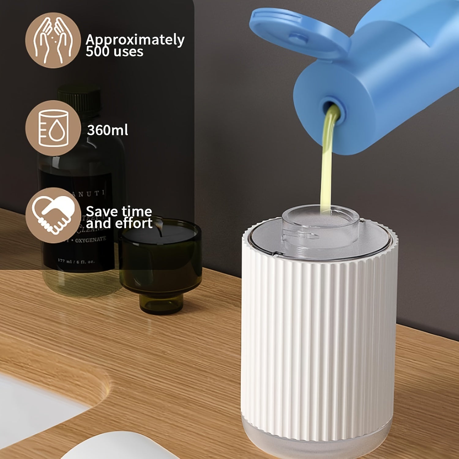 Dispensador de jabón de espuma de plástico 360ml dispensador ajustable patrón de onda de tiempo para cocina baño hotel