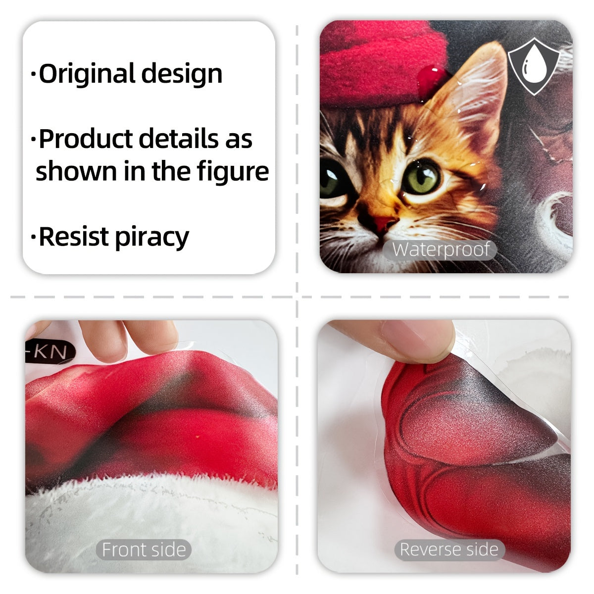 Christmas Window Cling Santa and Kitten Snowflakes Reusable Static Decal 20x30cm