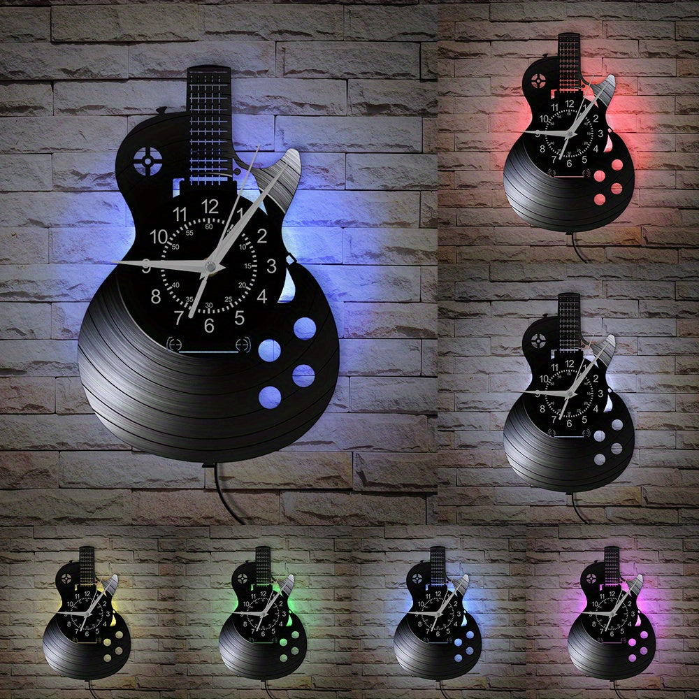 Guitar Vinyl Wall Clock Unique Gift for Guitar Players Home Decor
