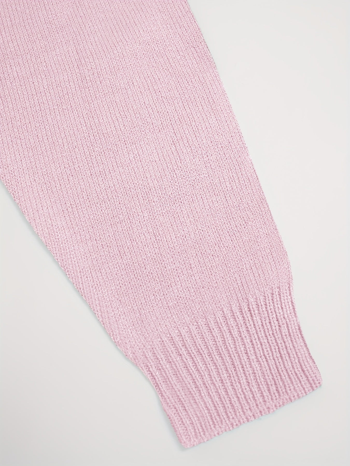 Cárdigan casual de punto para mujer talla grande rosa con botones y bolsillos