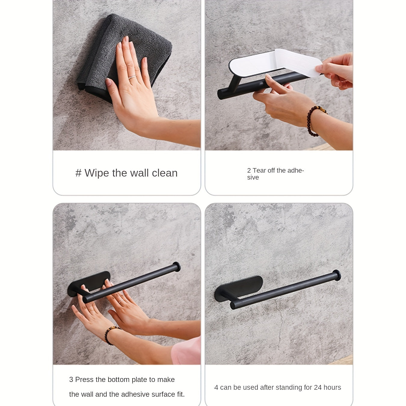 Kitchen Paper Towel Holder Dual Roll Capacity Black Plastic Wall Mount Organizer for Kitchen Bathroom